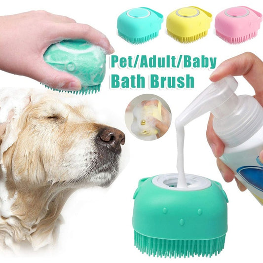 Silicone Dog Bath Massage Gloves Brush Pet  Bathroom Cleaning Tool Comb Brush For Dog Can Pour Shampoo Dog Grooming Supplies